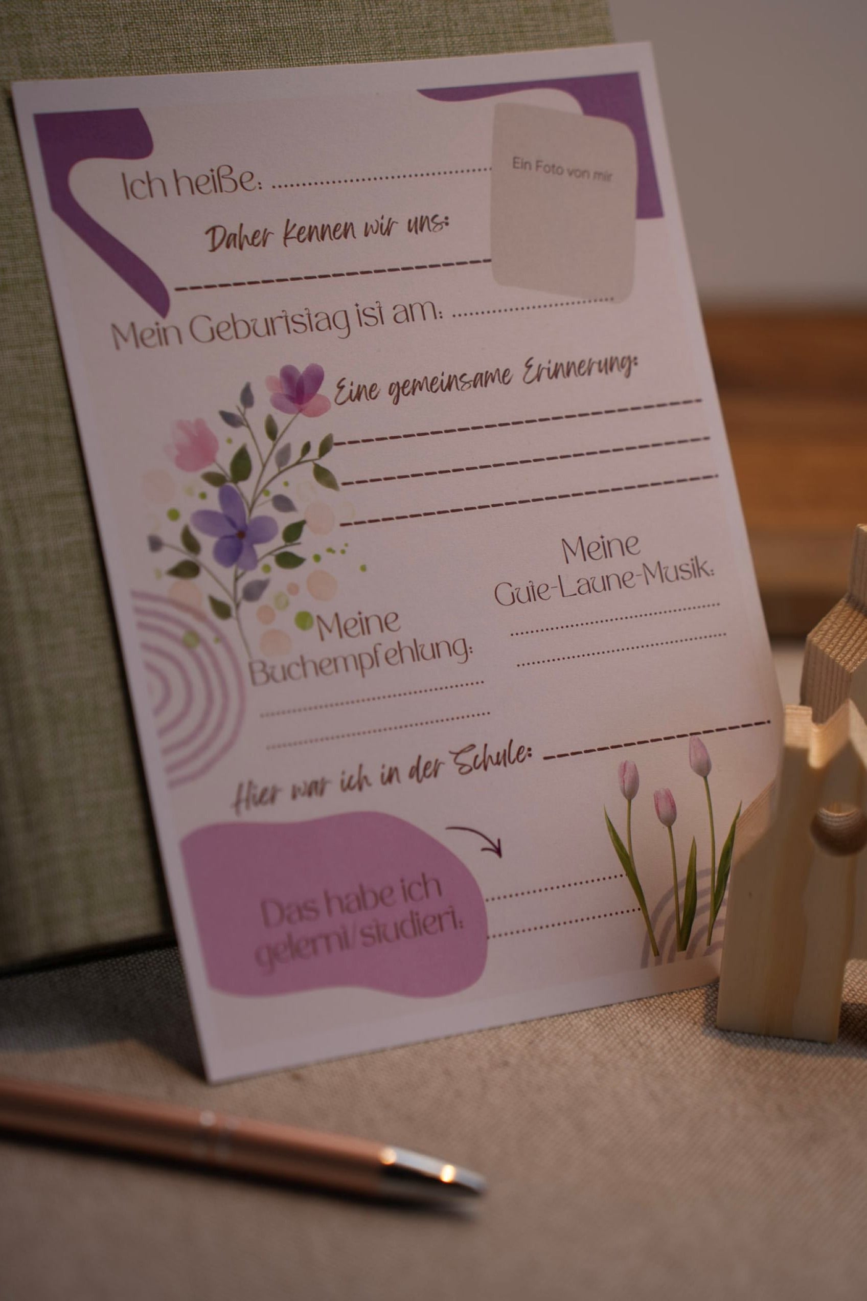 Freundebuchseite lila