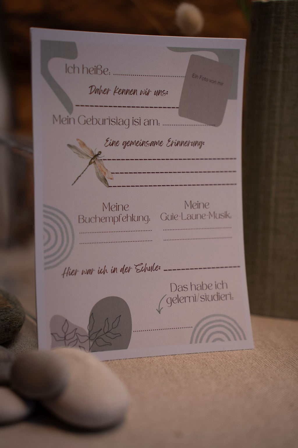 Freundebuchseite dunkles Thema