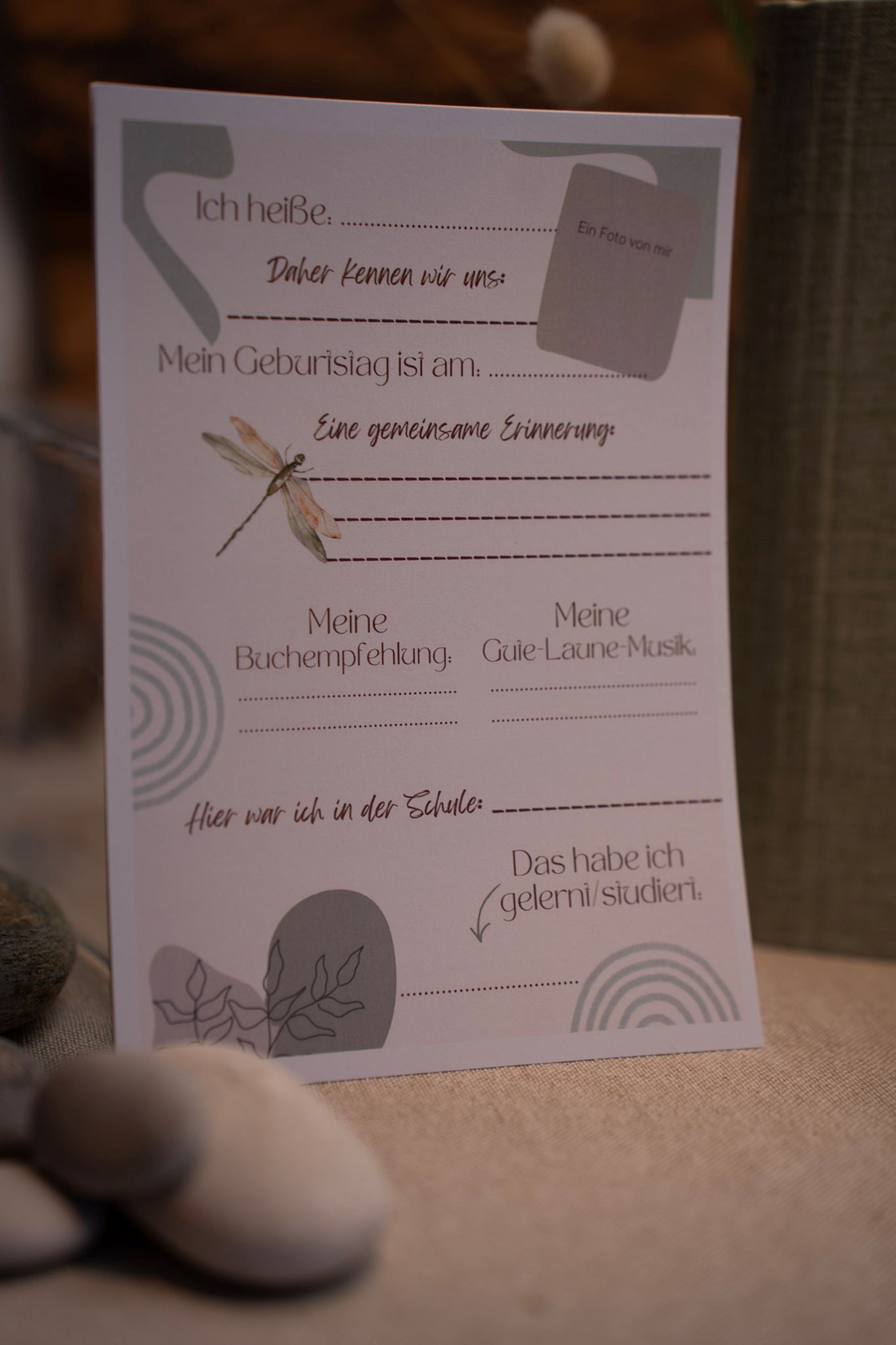 Freundebuchseite dunkles Thema